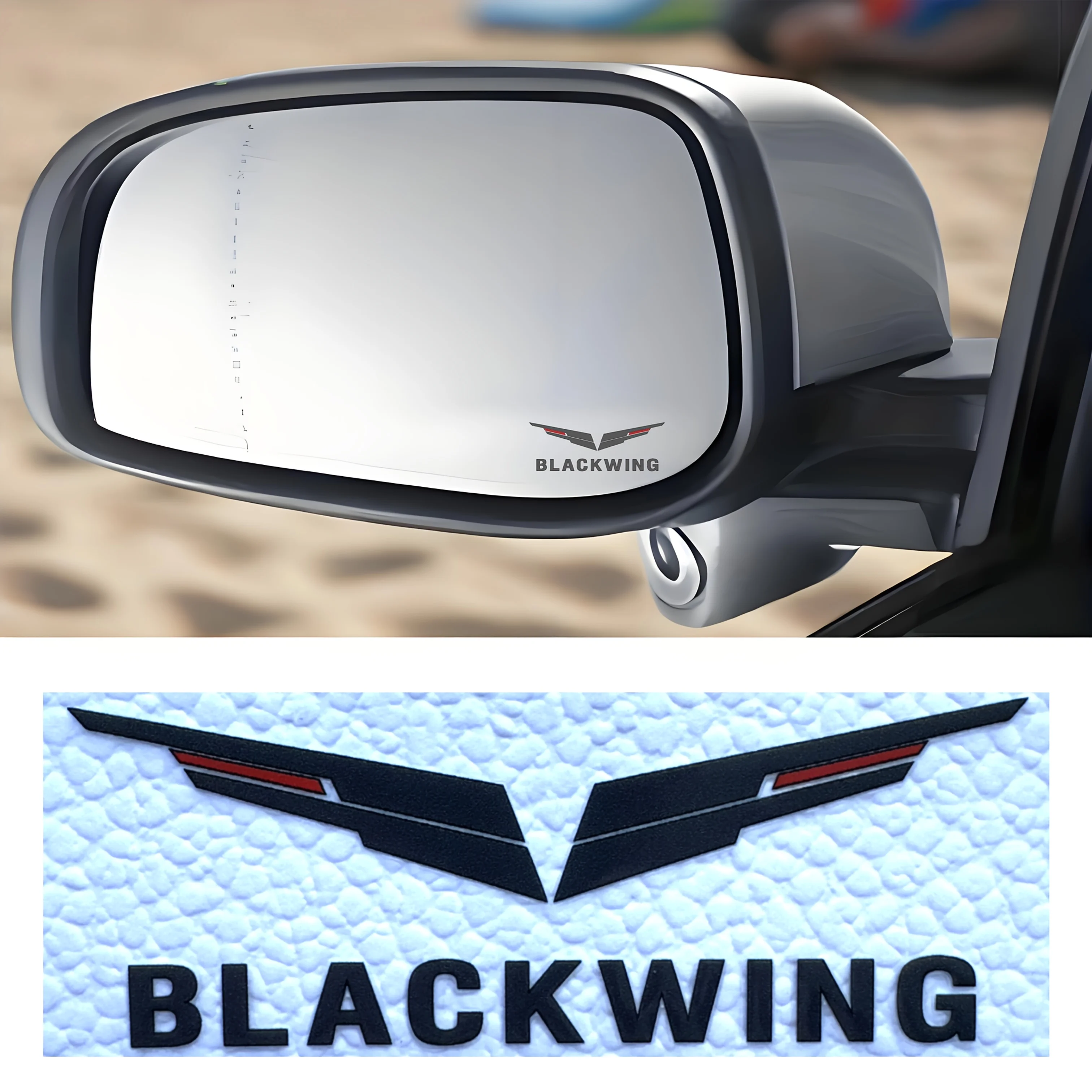 قطعتان من ملصقات السيارة "Blackwing" ذات طابع "Blackwing"، ملصق تلقائي واقف، عنصر مميز لتصفيف السيارات