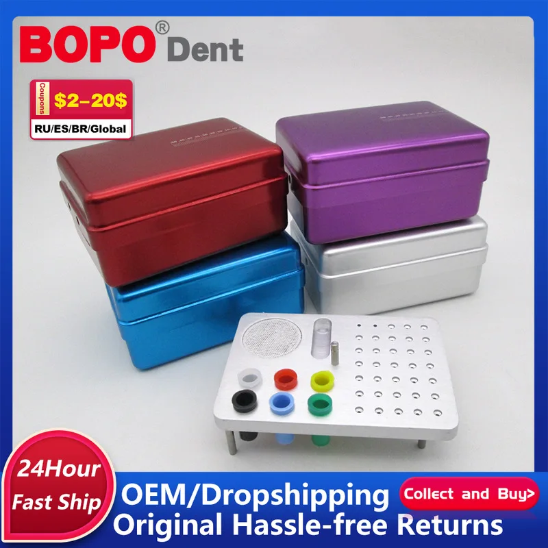 

35 Holes High Speed Bur Gutta Percha Point Endo Files Holder Disinfection Dental Luminium Autoclave Clinic Sterilization Tools