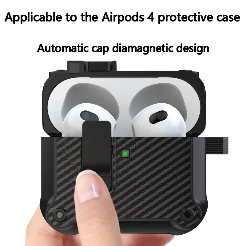 Applicable to the new Airpods4 Eagle carbon fiber four corners thickened anti-drop earphone protective case