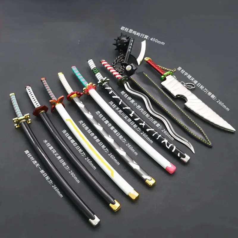 25.5cm Demon Slayer Sword Set Nichirin Blade Collection Real Steel Anime Peripheral Katana Collections Samurai Sword Gifts Toys