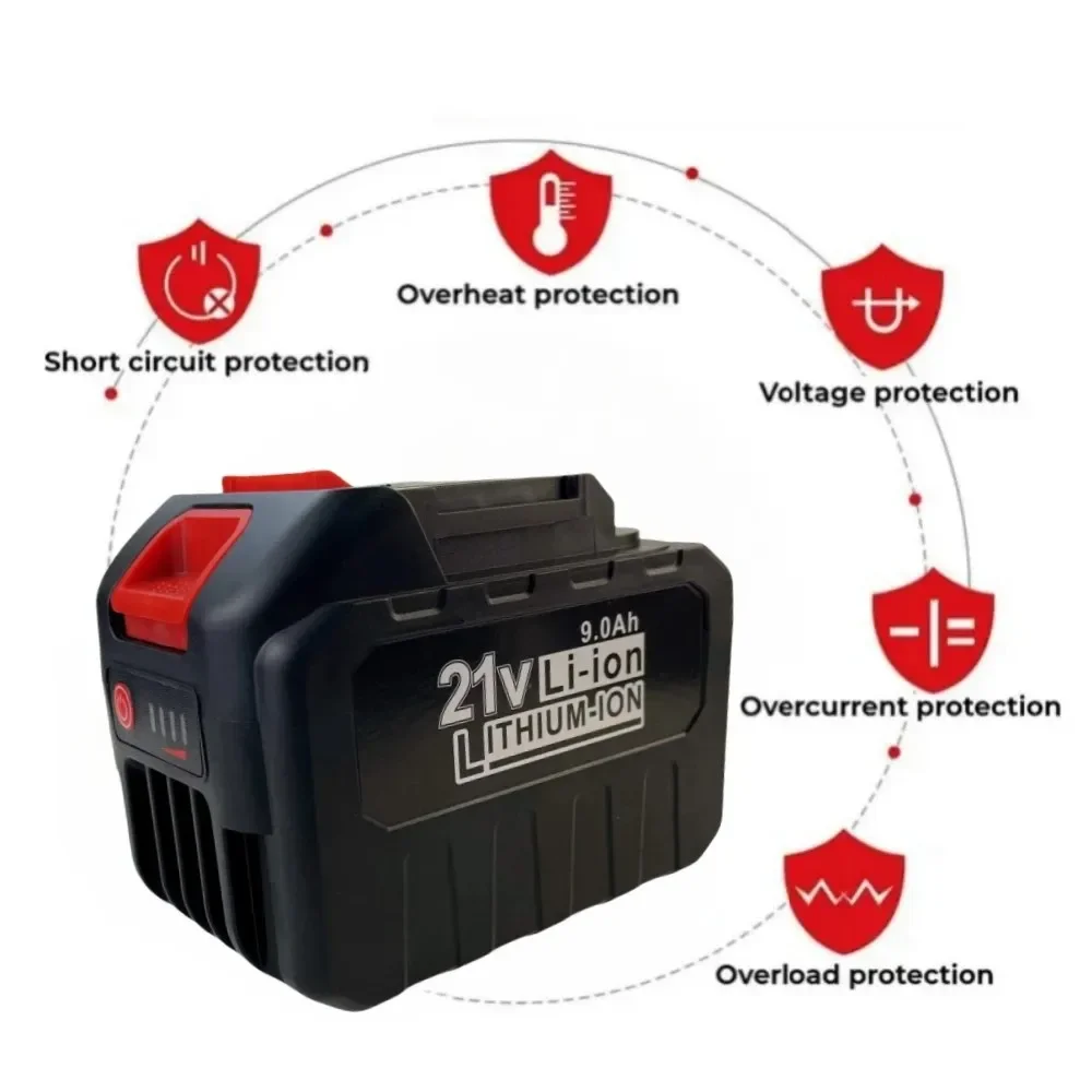 21V 18650 Lithium Battery Rechargeable 9000mAh Batteries High-current High Discharge 21 Volt Replace Battery For Screwdriver