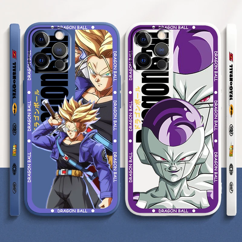 D-Dragon Frieza Trunks Liquid Left Rope For Apple iPhone 15 14 13 12 11 XS XR X 8 7 SE Pro Max Plus Mini Soft Phone Case