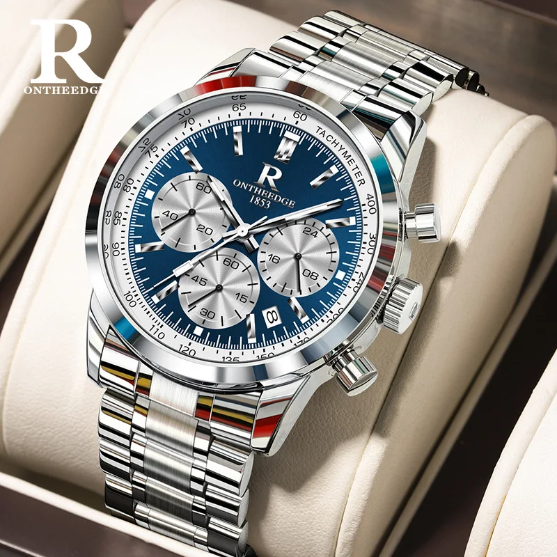 Swiss ONTHEEDGE brand steel belt men's watch new multi-functional quartz watch live foreign trade hot sale