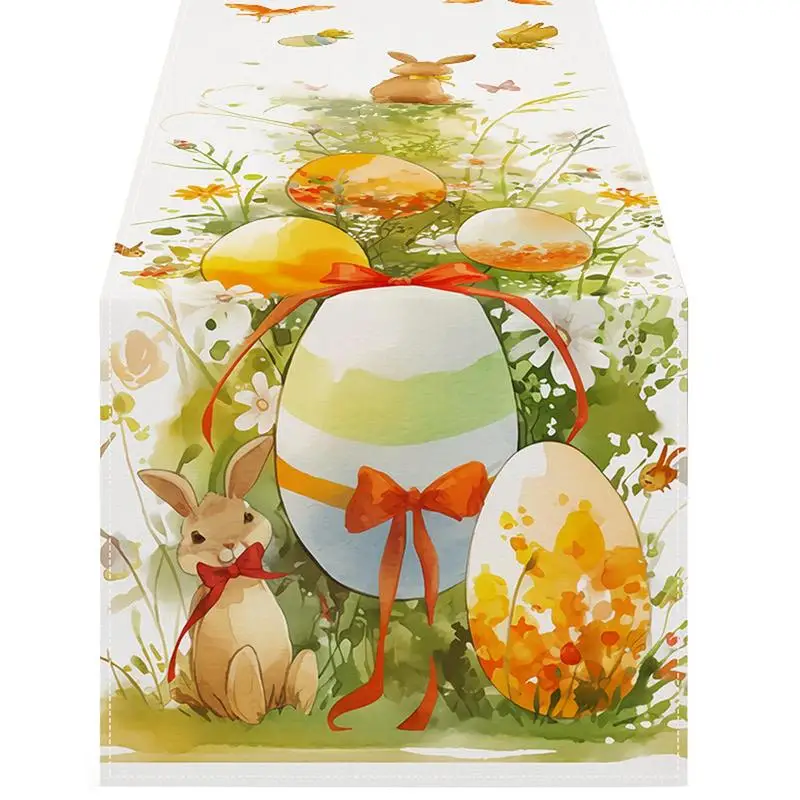 Easter Table Runner unny Dining Table Cloth Placemat Spring Holiday Happy Easter Decoration For Home Kitchen Easter  Decor