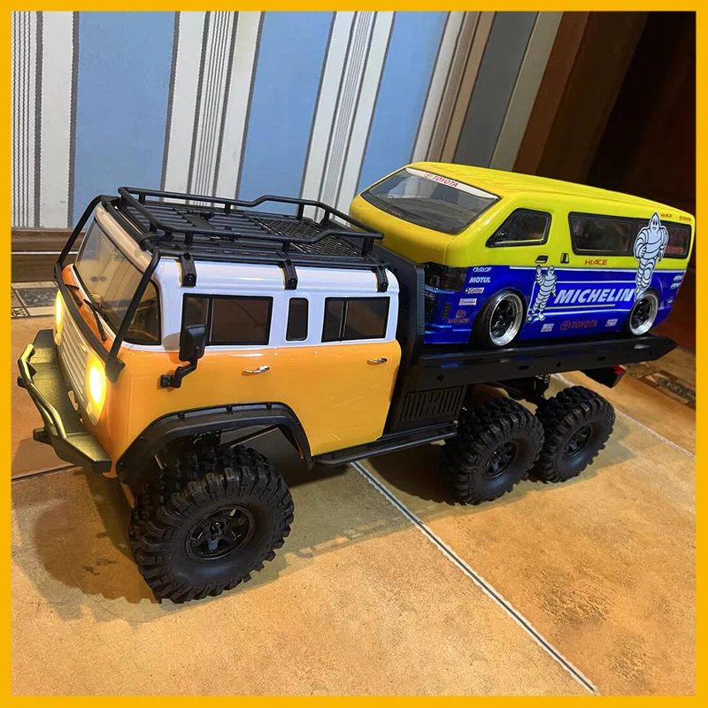 

Crossrc 1/10 Emo Jt6 Альпинистский автомобиль Планшетный автомобильный прицеп Радиоуправляемый пульт дистанционного управления Электрическая модель Шестиколесный привод Внедорожник Подарок