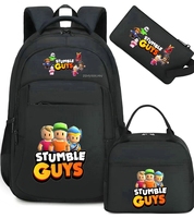 STUMBLE GUYS Backpacks 3Pcs Set School Backpack Korean College School Bag For Teenage Girls Boys Kids Mochilas