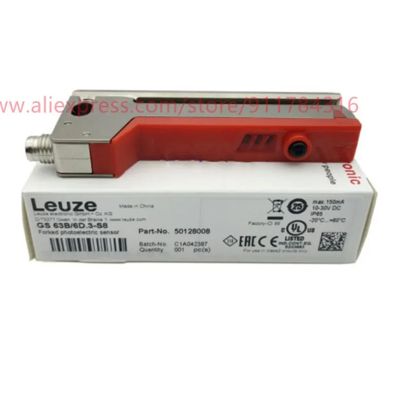 100% novo original leuze slot fotoelétrico gs 63b/6d.3-s8 kd U-M8-4A-V1-020 m8 sensor de etiqueta lacker bram