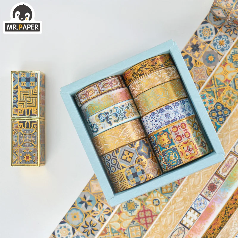 Mr Paper 8 Design 10 Rolled In Tape Gift Box Splendid Huage Series Washi Tape Scrapbook DIY Decoration Creative Masking Tape