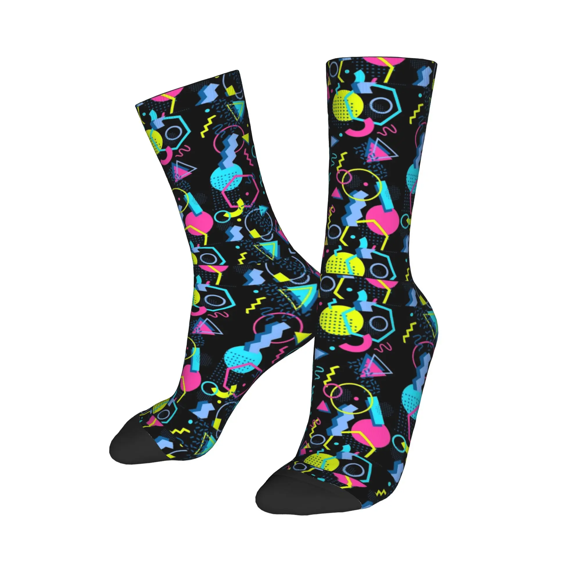 Retro Style 70s 80s 90s Memphis Style Abstract Socks Winter Stockings Korean Women Men Comfortable Socks Cycling Anti-Slip Socks