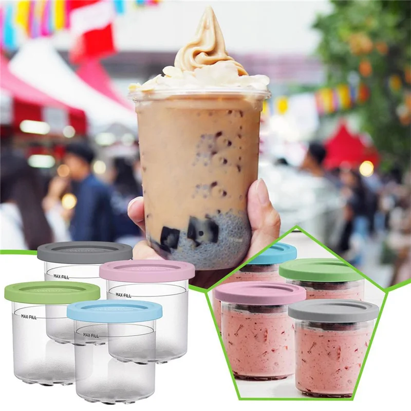 2PCS Ice Cream Pints for Ninja CN301CO Series Creami Pints Leak-Proof Dessert Gelato Sorbet Homemade Ice