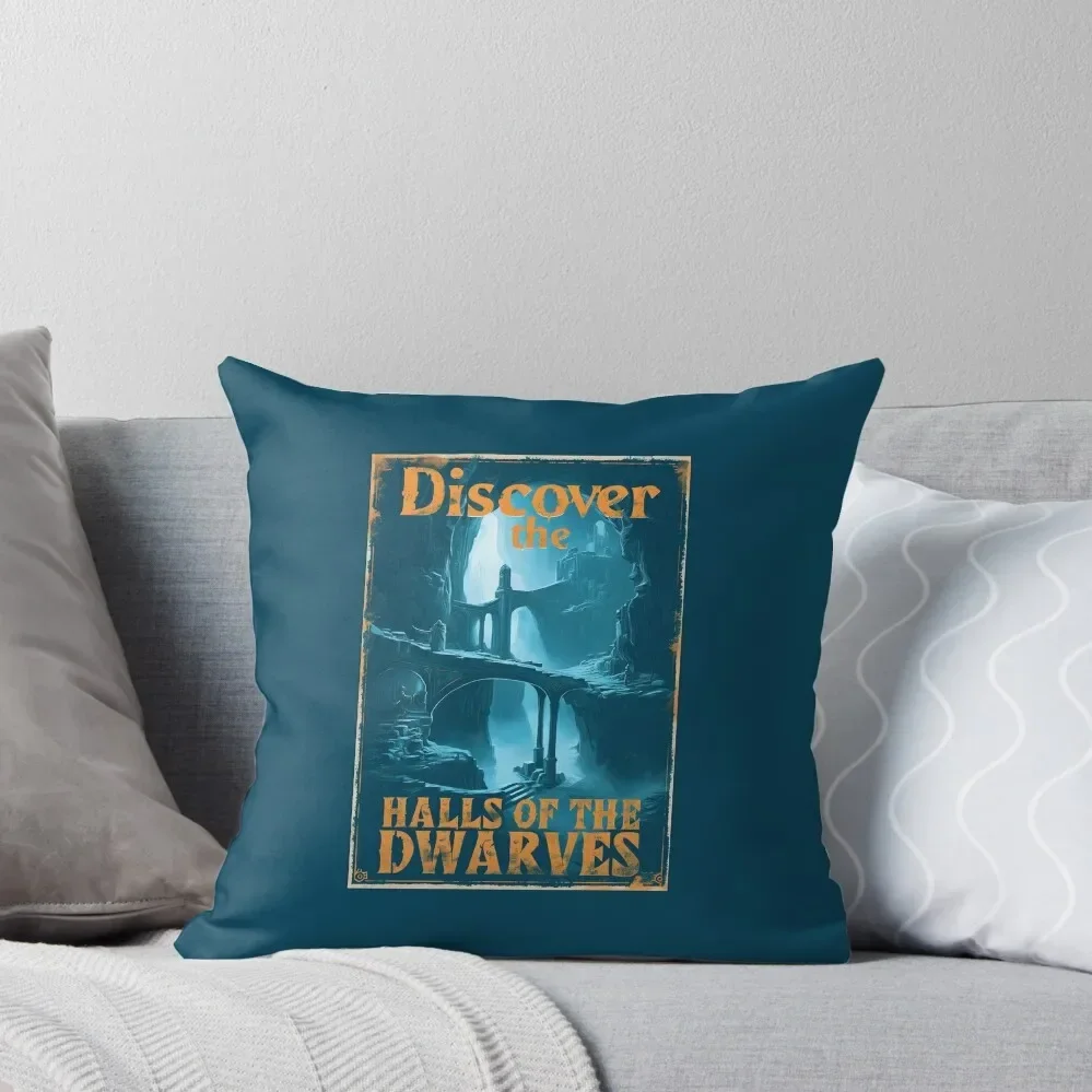 Discover the Halls of the Dwarves - Vintage Travel Poster - Fantasy Throw Pillow Luxury Pillow Cover pillow