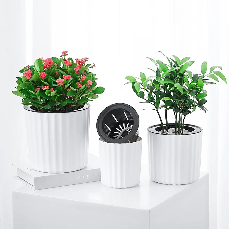 

Lazy Self-watering Flowerpot Automatic Water Absorption Succulent Aquaculture Transparent Round Plastic Hydroponic Flowerpot