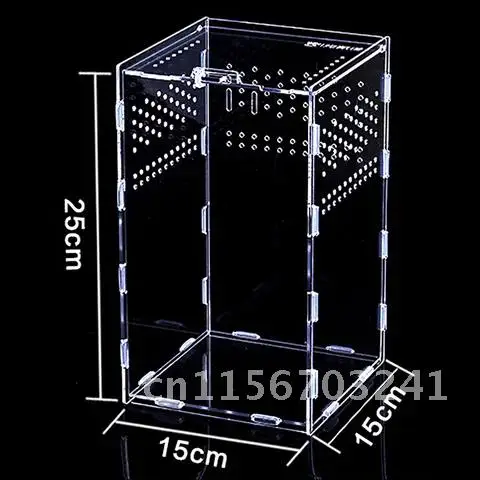 Cubierta deslizante transparente de acrílico, caja de cría de reptiles, insectos, arañas, tortugas, lagarto, caja de alimentación, tanque de terrario