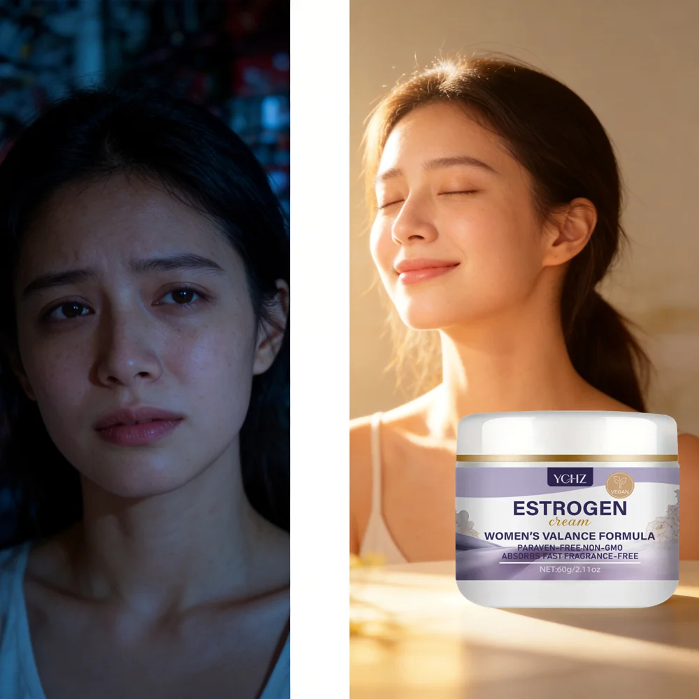 Crema Vegana de Estrógeno Ychz—Fórmula Equilibrante Femenina, Sin Parabenos, Sin OMG, Absorción Rápida, Sin Fragancia, Apta para Todo Tipo de Piel