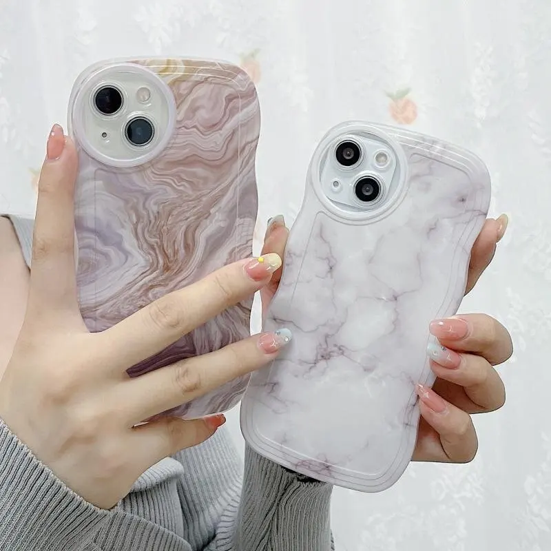 Colored Marble Pattern Case Cover For Samsung Galaxy S23 Ultra S22 S21 FE Note 20 10 Plus Soft TPU Wave Edge Phone Cases