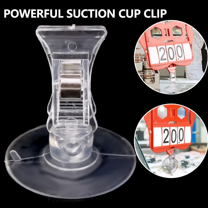 5/1Pcs Plastic Suction Cup Clips Transparent Sucker Clamp Bathroom Window Glass Suction Cup with Clip for Advertising Display