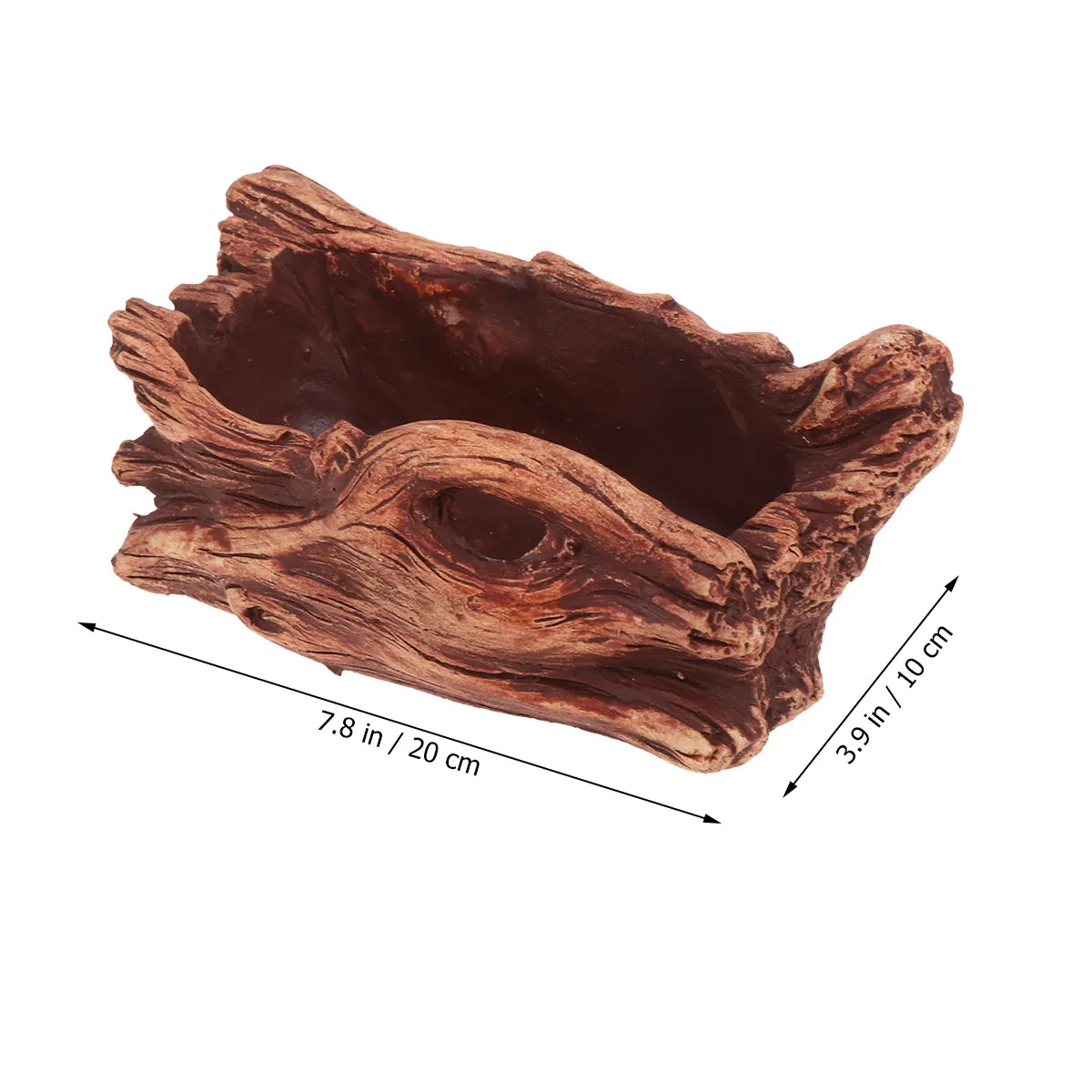 Retro Wood Stump Cement Basin Brown Leakproof Flowerpot Succulent Plant Pot Craft for Garden Balcony Home Decoration