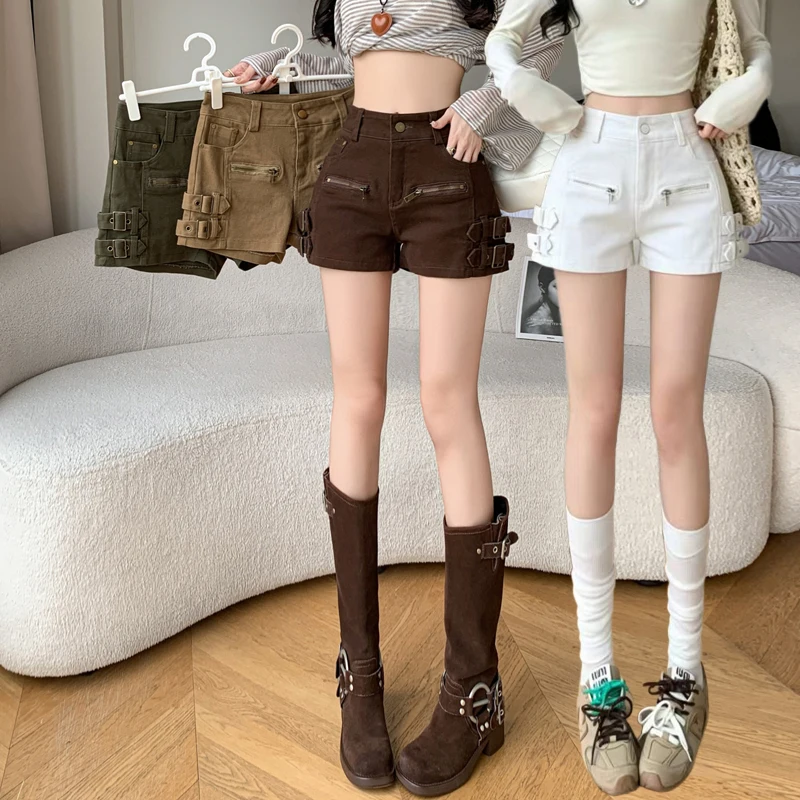 Trendy Retro Hot Girl Denim Shorts Women's Spring Summer New Sweet Cool High Waist Slimming A-Line Wide Leg Hot Pants