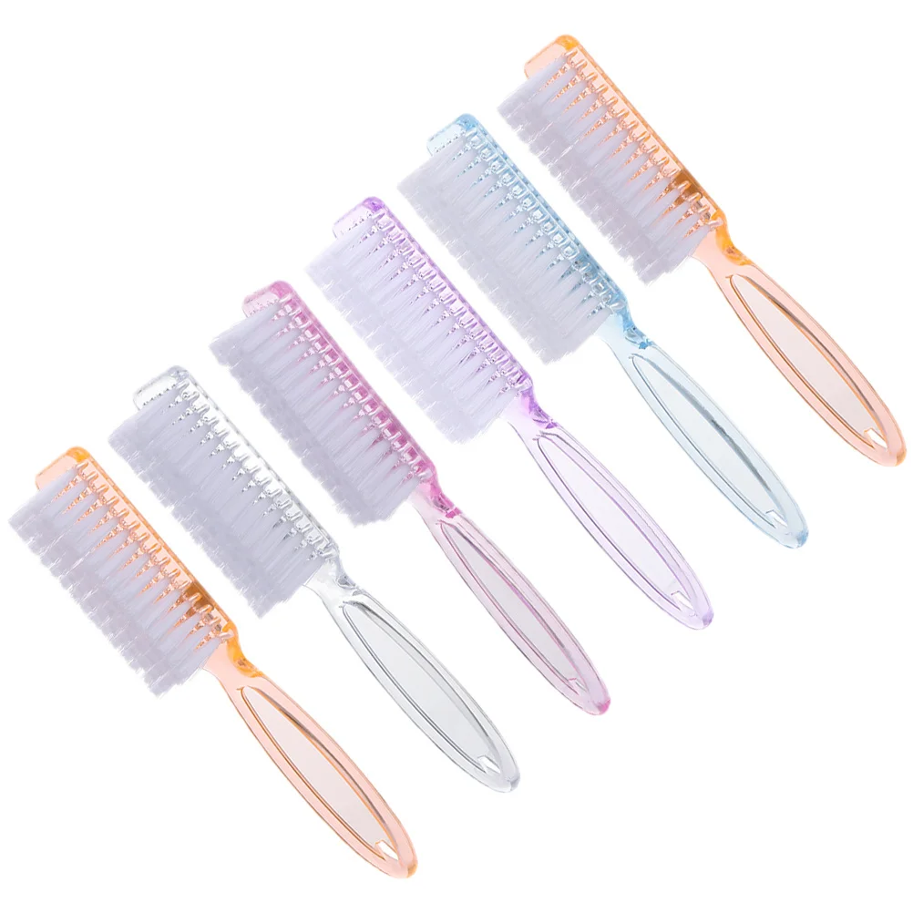 

6Pcs Durable Nail Scrubber Brushes Long Handle Fingernail Clean Up Tool Random Color Nail Brush Manicure Brush