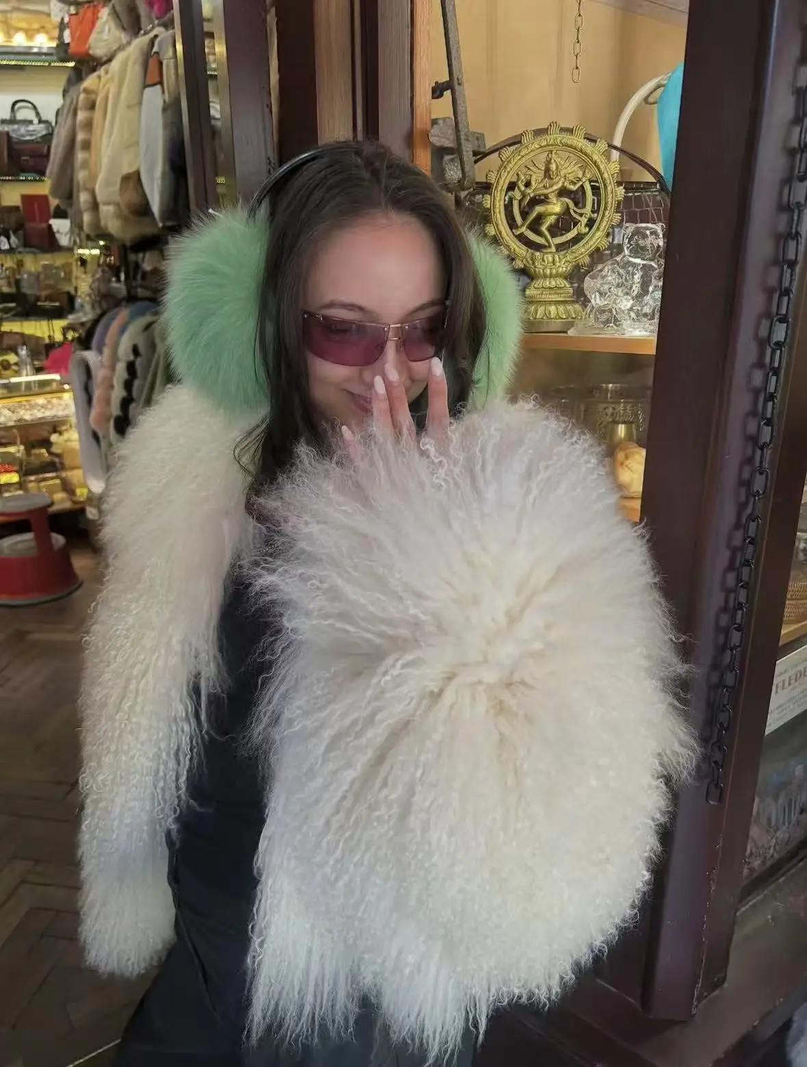 Cropped Top Brown Mongolian Fur Cloth Real Sheep Fur Coat 2025 Winter Short Mongolia Fur Coats