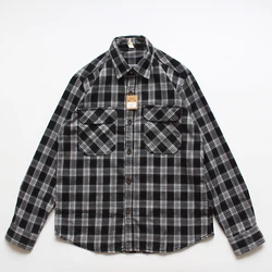 Brushed Plaid Cotton Men's Shirts 2024 Spring Autumn Long Sleeve Loose Tops for Youth Men Japan Style Casual Blouses Coats