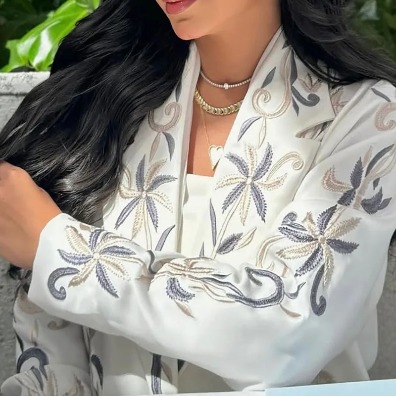 Fashion Lapel Collar Long Sleeve Long Jacket Women Casual Loose Robe Outercoat Spring Autumn Elegant Hight Street Party Cardigan