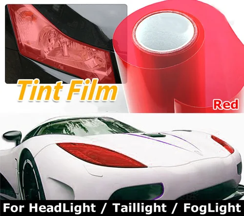 Imagen 2 del producto Película de tinte rojo para lente de coche, pegatina de envoltura de vinilo para faro trasero de coche, luz antiniebla, 12 pulgadas/1 pies, 30cm