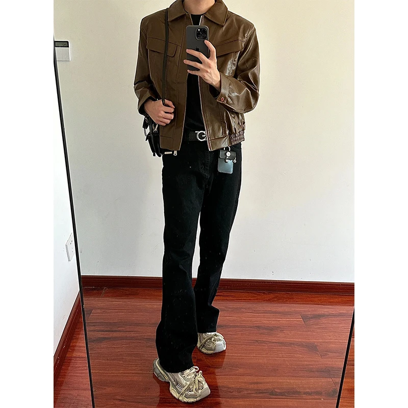 

Men's Slim Fit Straight Leg Jeans Elastic Soft Denim Bla Cleanfit High Waist Zipper Closure Spring Trend Youth ular Long...