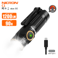 NICRON 1200 Lumens EDC Flashlight with Magnet, Type-C Rechargeable Pocket Light Compact High Lumens Handheld Light