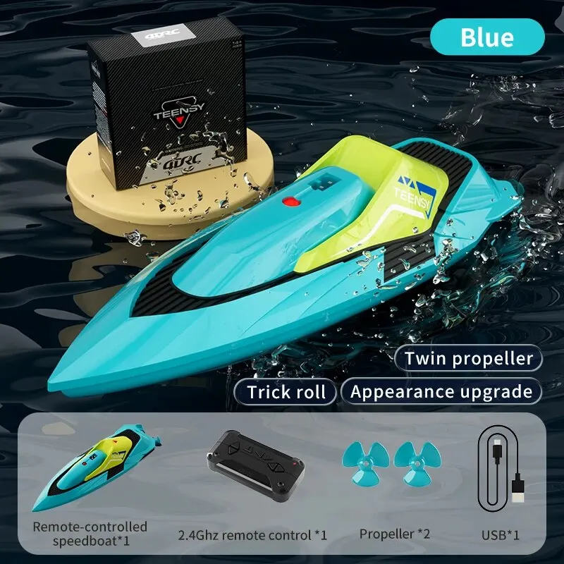 2.4G Mini RC Boat 10km/h High Speed Boat Radio Remote Controlled Ship Dual Motor Electric Racing Speedboat Summer Water Pool Toy