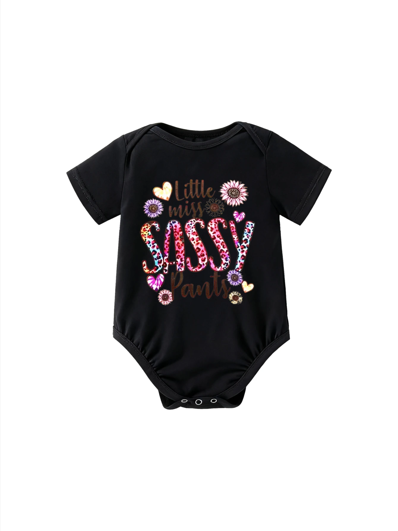 

Children's Bodysuit Round Neck Little Miss SASSY Paris Leopard Print Letter Graphic Unisex For Boys Girls For Special Events