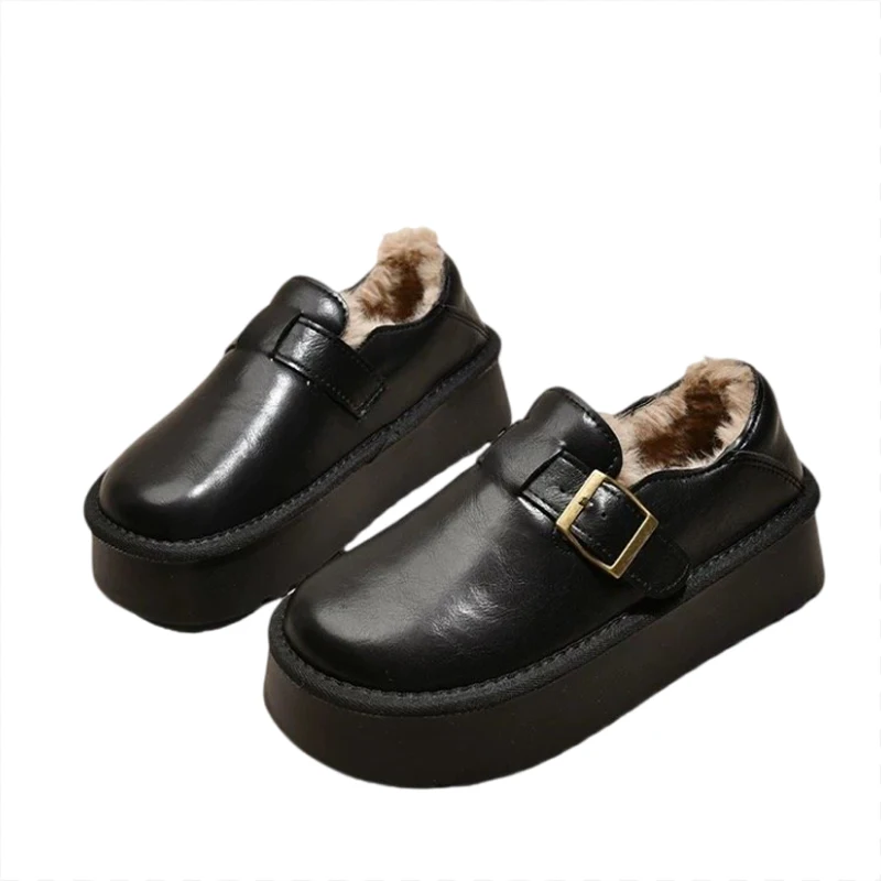 المرأة حذاء من الجلد قصيرة أفخم الدافئة الشقق الثلوج الأحذية منصة موضة المشي أحذية رياضية امرأة 2025 ماركة عادية بوتاس دي Mujer