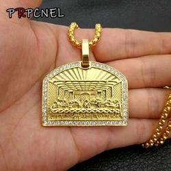Hip Hop last dinner Pendant Necklace with zircon Door modeling 316L Stainless Steel biker Punk Rock Male party Vogue Jewelry