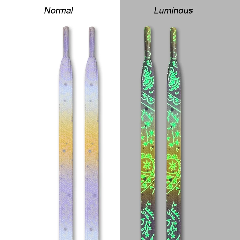 1 Paar fluoreszierende Schnürsenkel für Nachtläufe, coole flache Schnürsenkel mit Splash-Ink-Druckmuster für Sneaker und Leinenschuhe – Detail 15