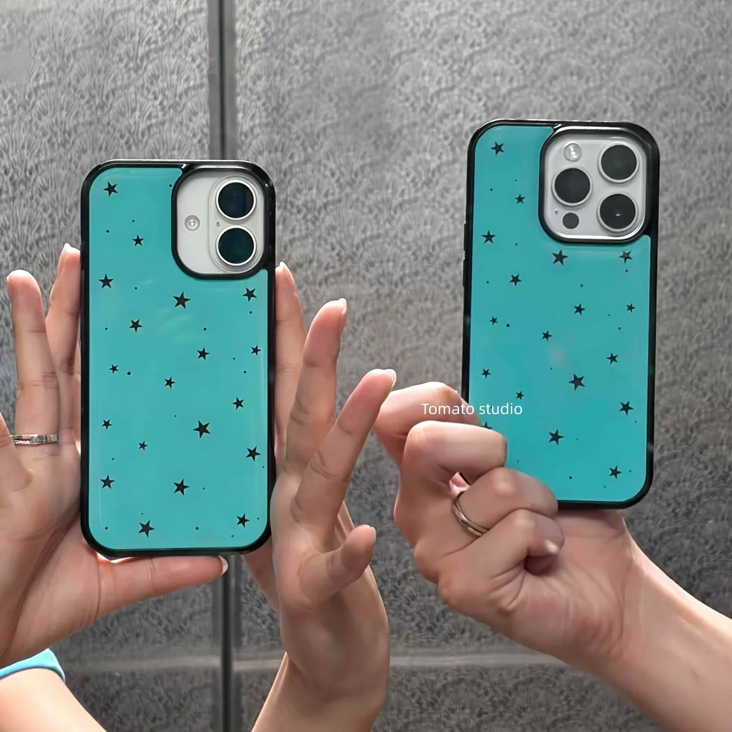 韓国風ミントブルーの星とドット柄iPhoneケース iPho - Phone Cases Drop Proof のレビューと価格