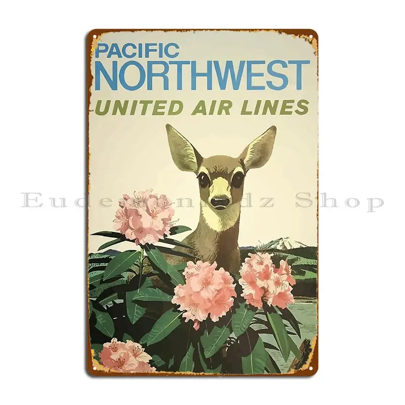 Vintage Pacific Northwest Poster United Air Lines Metal Sign Painting Club Club Bar Print Pub Mural Tin Sign Poster