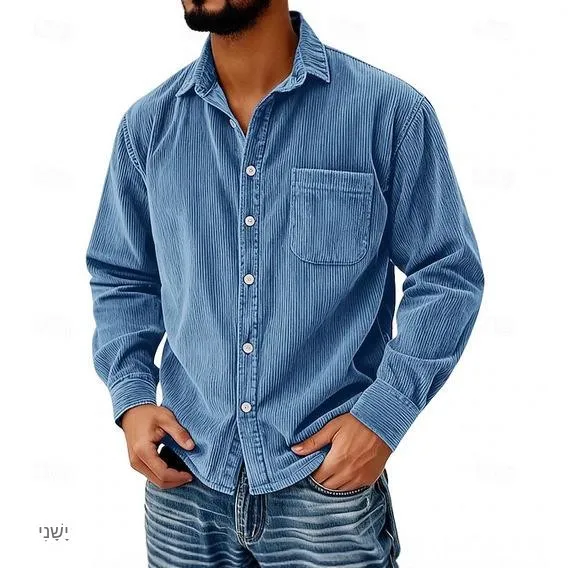 Thickened Striped Collar Long Swedish Men's Shirt Regular Fit Long Sleeve Casual Fashionable Inner Wear for Women
