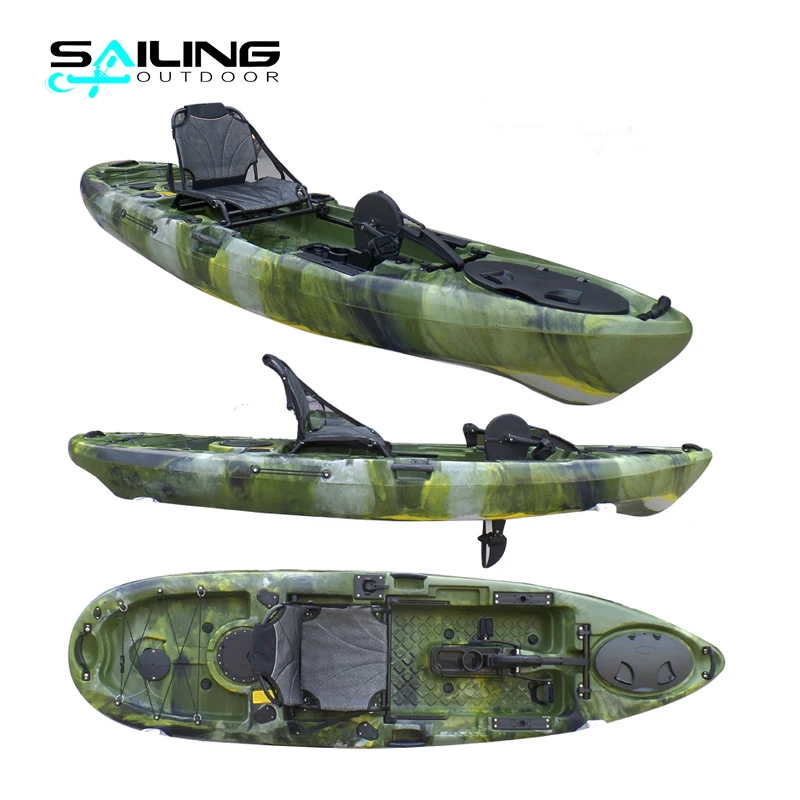 

10ft LLDPE sit on top pedals fishing kayak with propeller pedal drive powered engine motor boat con pedales china