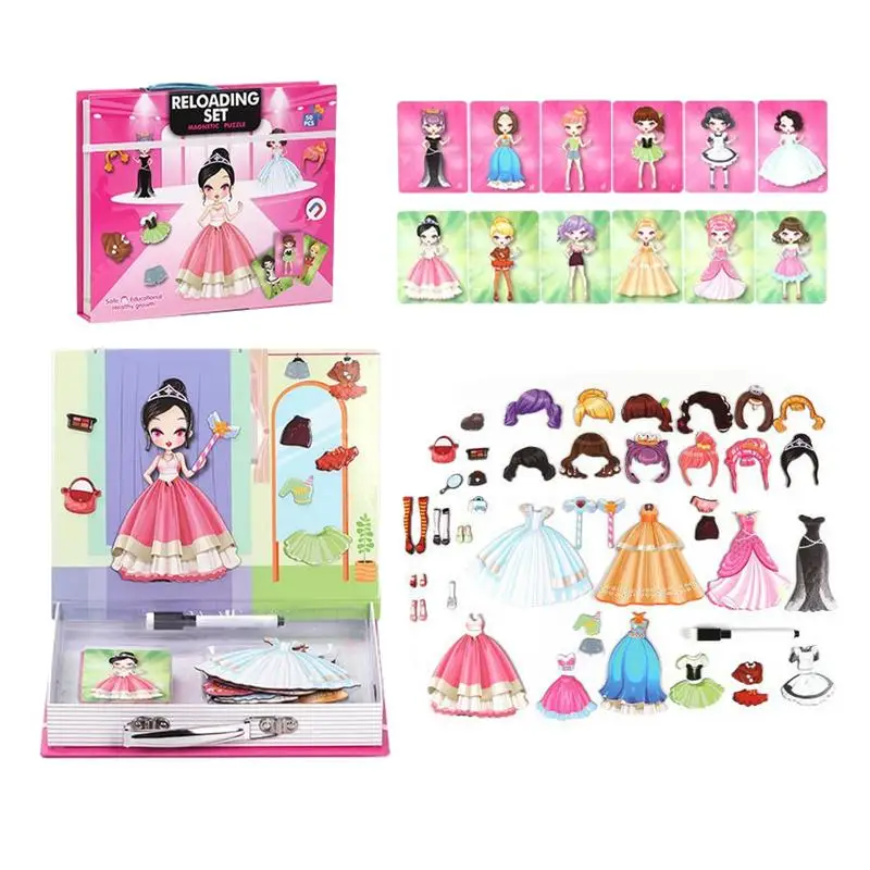 

Magnetic Puzzles 2 In 1 Princess Dress Up Paper Doll Pretend Play Toys Dolls For Girls Magnetic Preschool Learning Toy Gifts