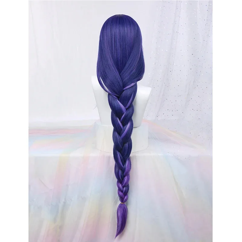2025 11 جينشين تأثير بعل رايدن شوغون تأثيري 100 سنتيمتر الأزرق الأرجواني مقاومة للحرارة الاصطناعية الشعر أنيمي الباروكات + شعر مستعار C