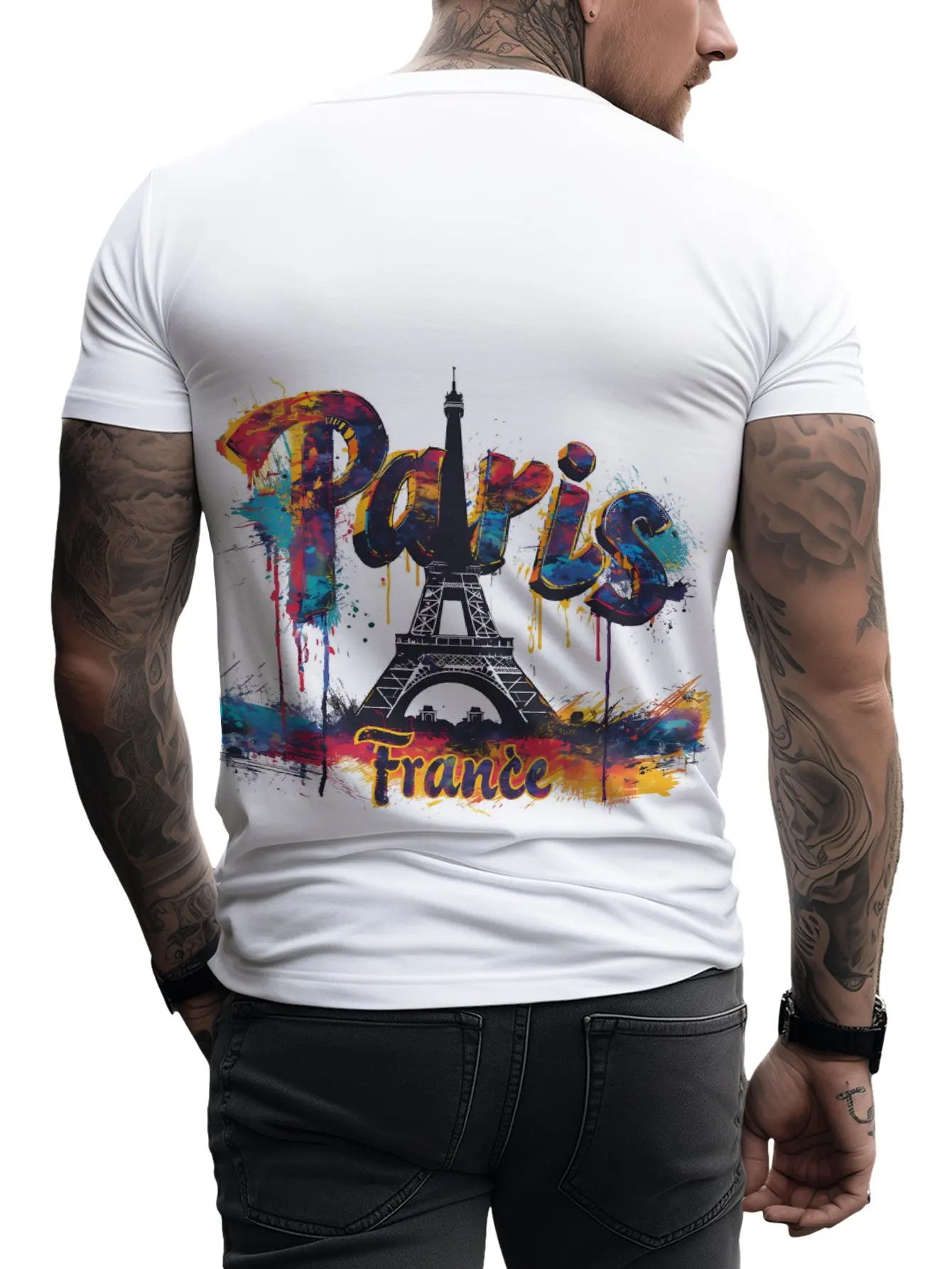 Men's T-shirt 2024 Summer France Paris Eiffel Tower Short Sleeve Oversized Clothing 3D Printed Graphic Casual Fashion Tops