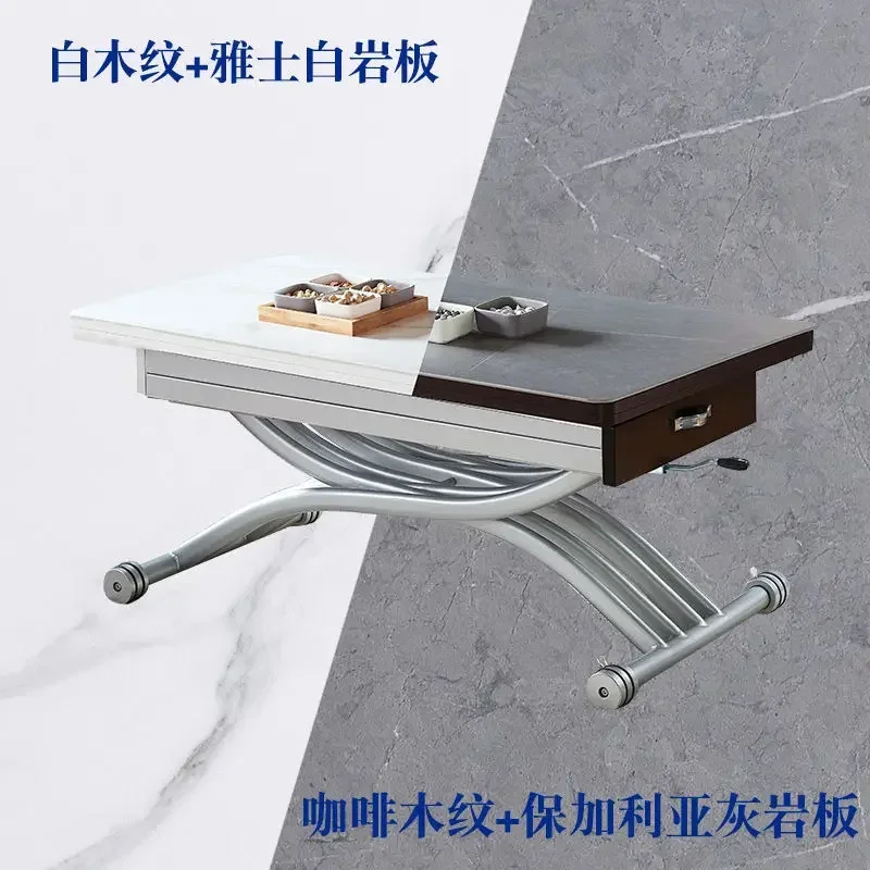 Hydraulic Rock Plate Lift Tea Table Transforms into a Dining  Dual purpose Household Living Room Small Unit Dining Table