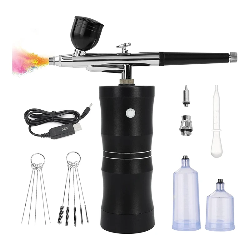 Air Brush Kit With Air Compressor, Upgraded 7.4V 34PSI Air Brush Spayer Rechargeable Portable Cordless Air Brush