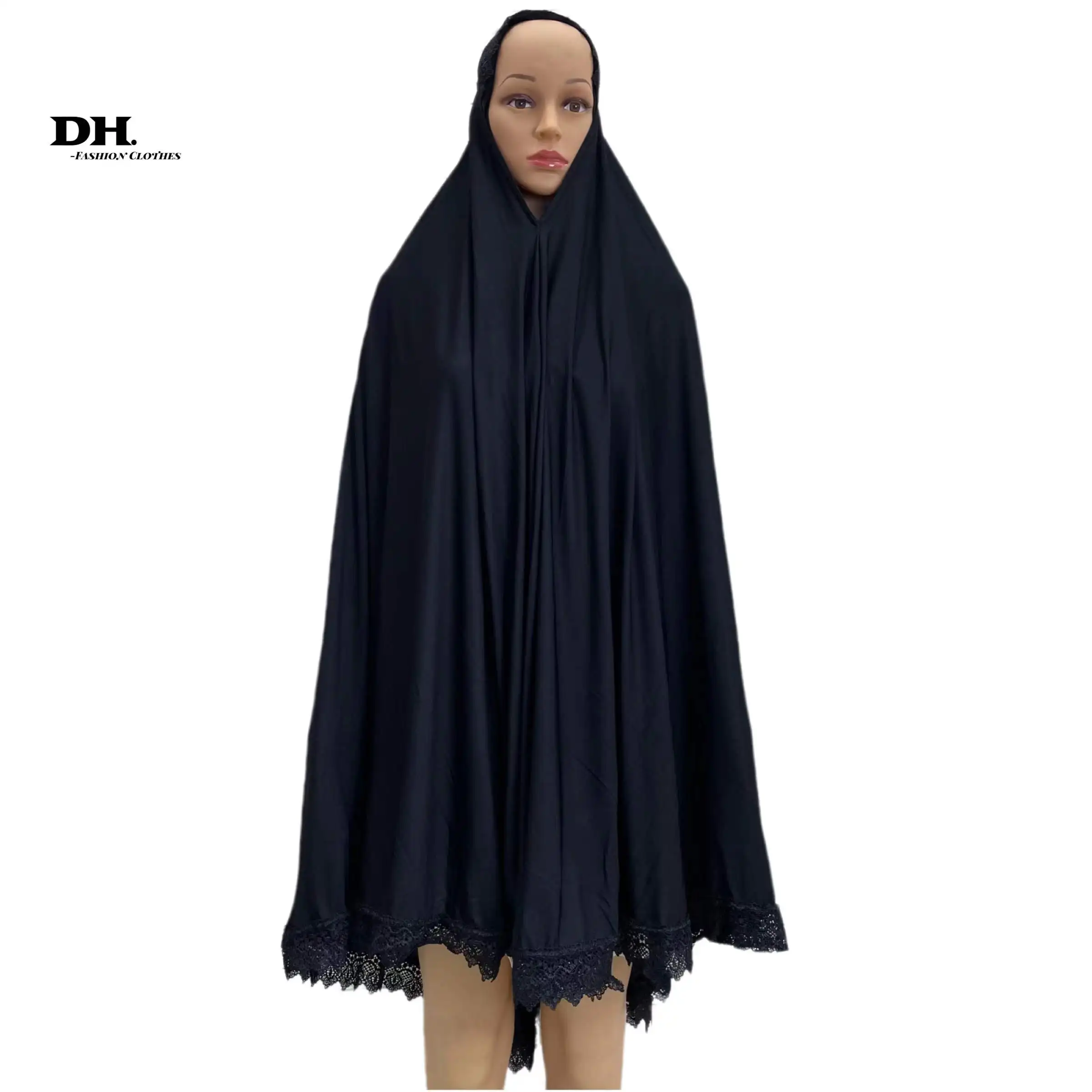 Dubai Muslim Women Prayer Long Khimar Lace Trim Islamic Veils Headcover  Saudis Turkey Arabic Clothing Hijab Headdress