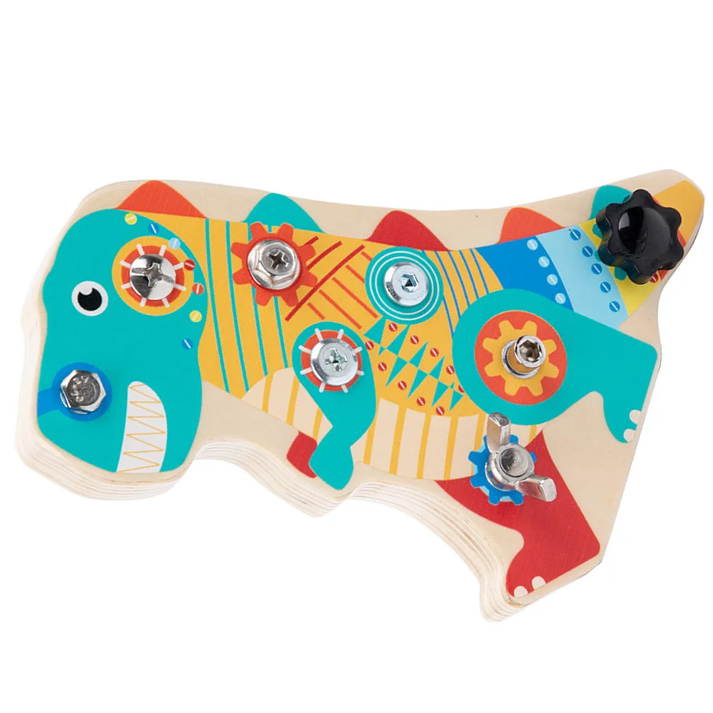 1 set di tavole per cacciaviti per dinosauri per bambini, cartoni animati, tavole in legno, apprendimento educativo delle abilità motorie fini