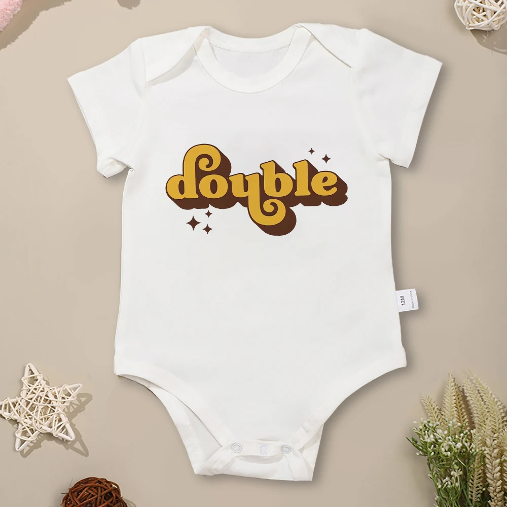 Drinking Buddies Twin Baby Onesies Funny Creative New Cute Newborn Boys Girls Clothes Cartoon Summer Cotton Infant Rompers