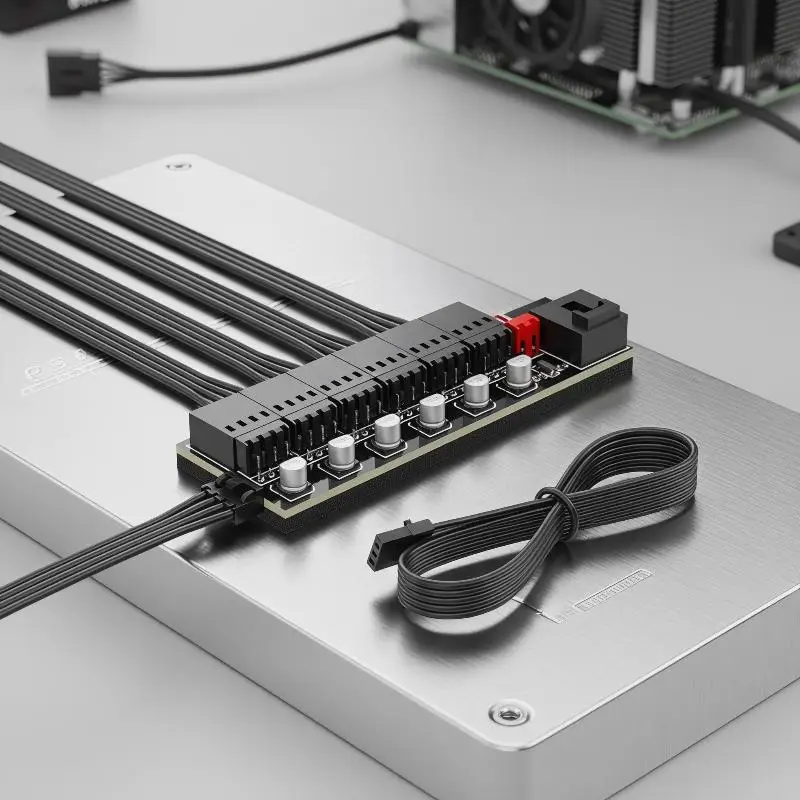 4 Pin PWM Fan Hub Splitter 1 To 5 Way Splitter With 40cm Cable Hub Molex Power Supply For Desktop PC Case Cooling Fans