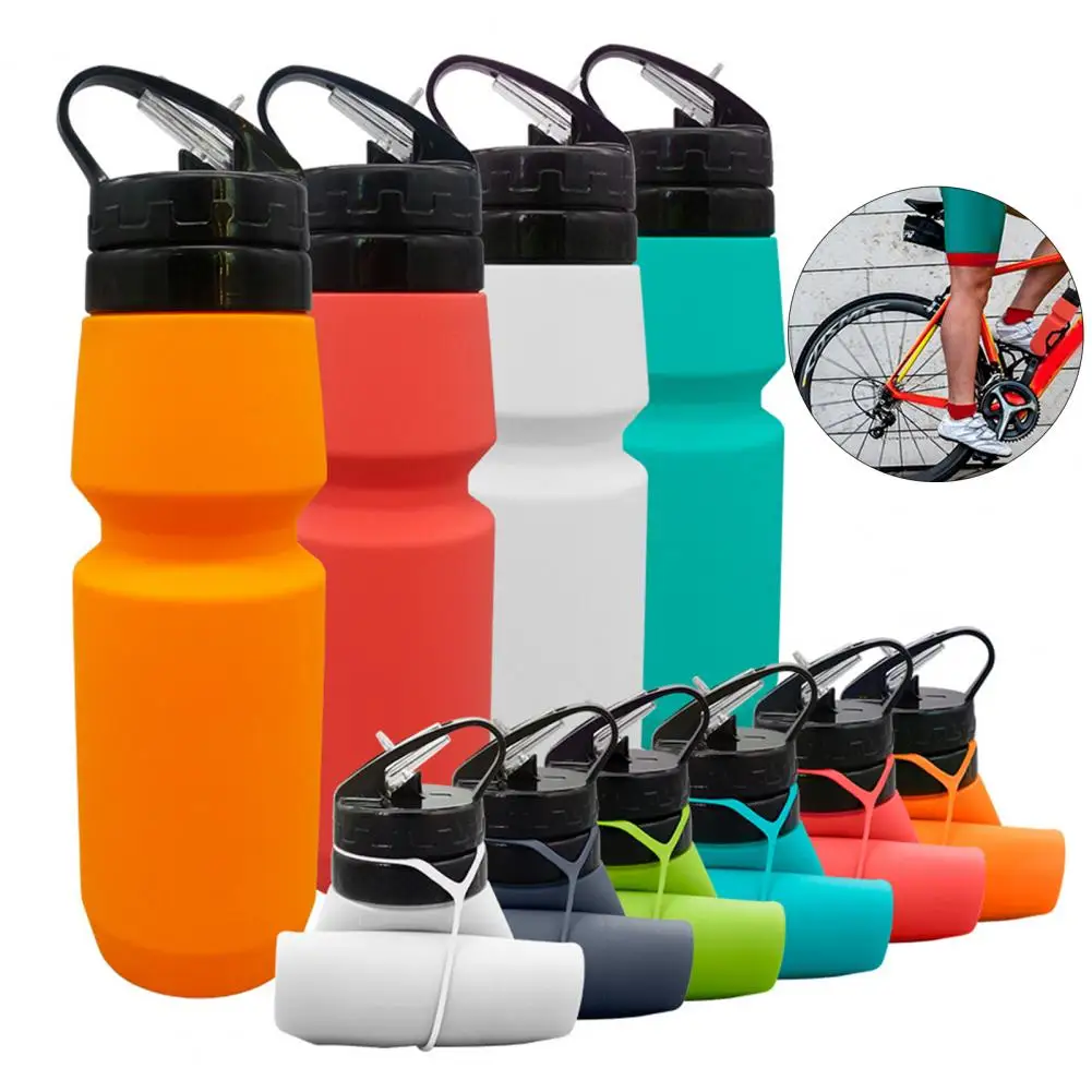 Silicone Folding Sport Bottle Gym Cycling Camping Water Flask Drinking Bottle Water Jug Men Women Collapsible Sport Drinking Cup