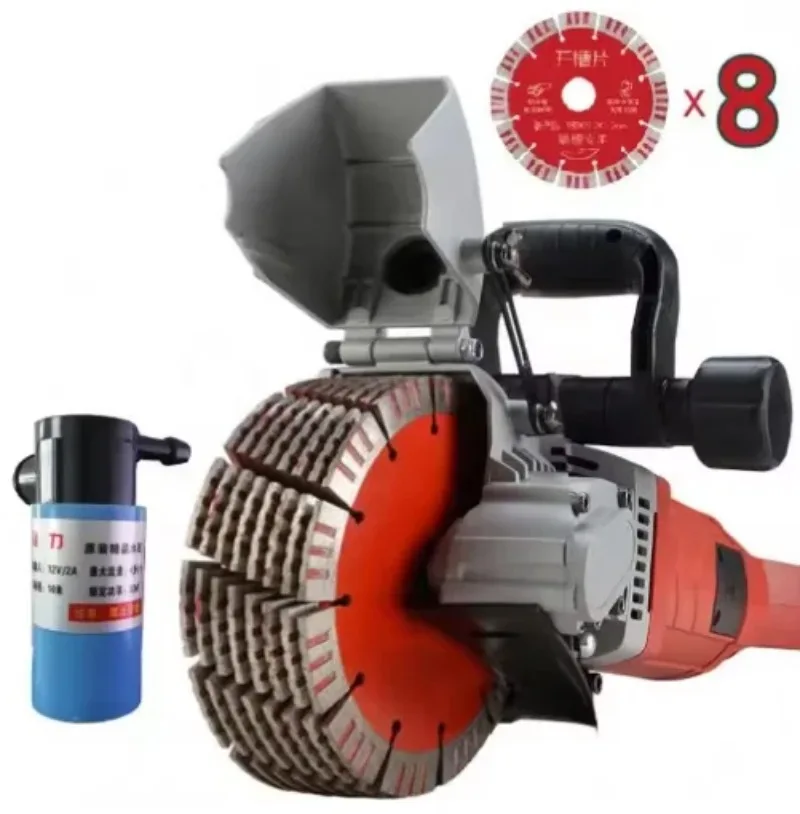 Electric Circular Saw Groove Cutting Machine 8 Blades Dust-Free Concrete Wall Router Slotting Machine