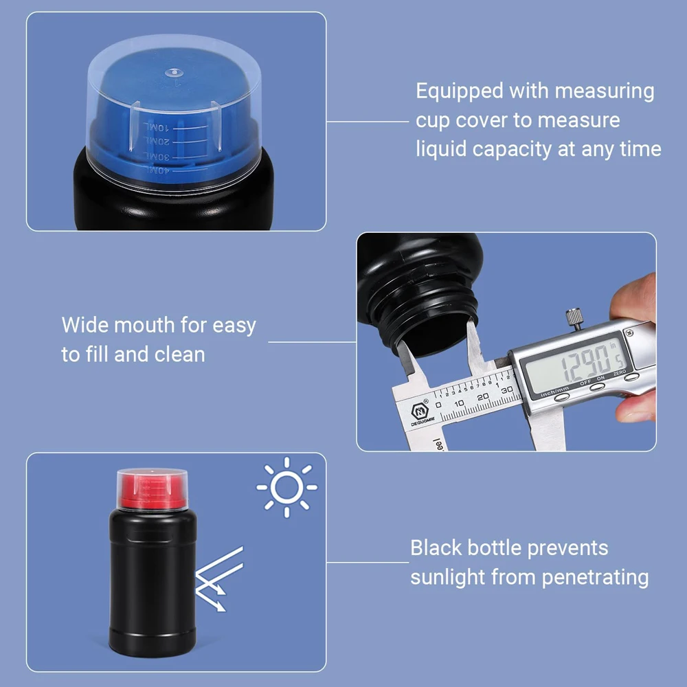 Darkroom Chemical Storage Bottles Photographic Plastic Containers with lids Empty Liquid Container for Film Photo Developing